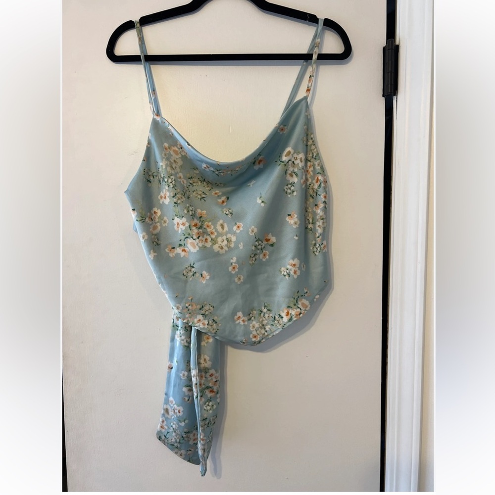 Audrey3+1 Blue Floral Tie Back Spaghetti Strap Top - Size S - Gorgeous!!